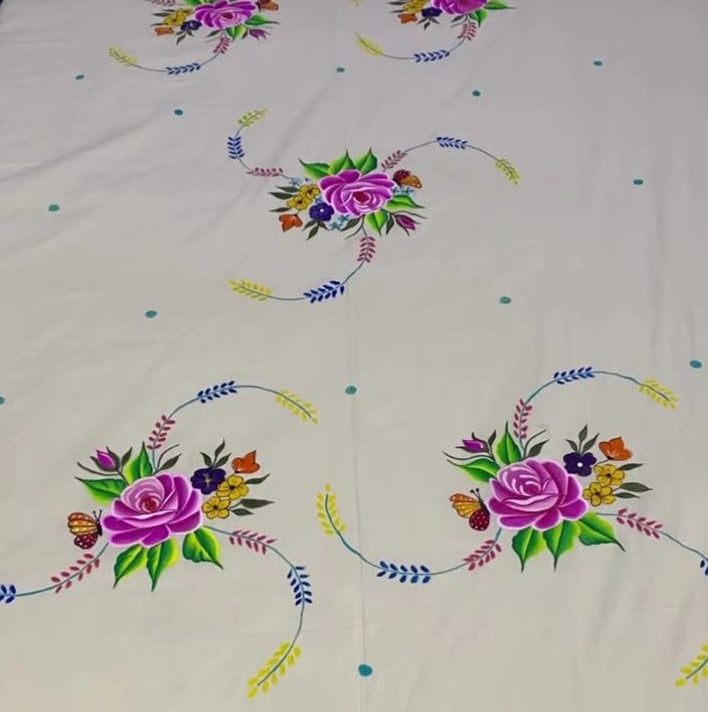 Hand-Painted Floral Bedsheet